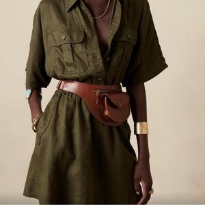 Banana Republic Olive Green Linen utility dress